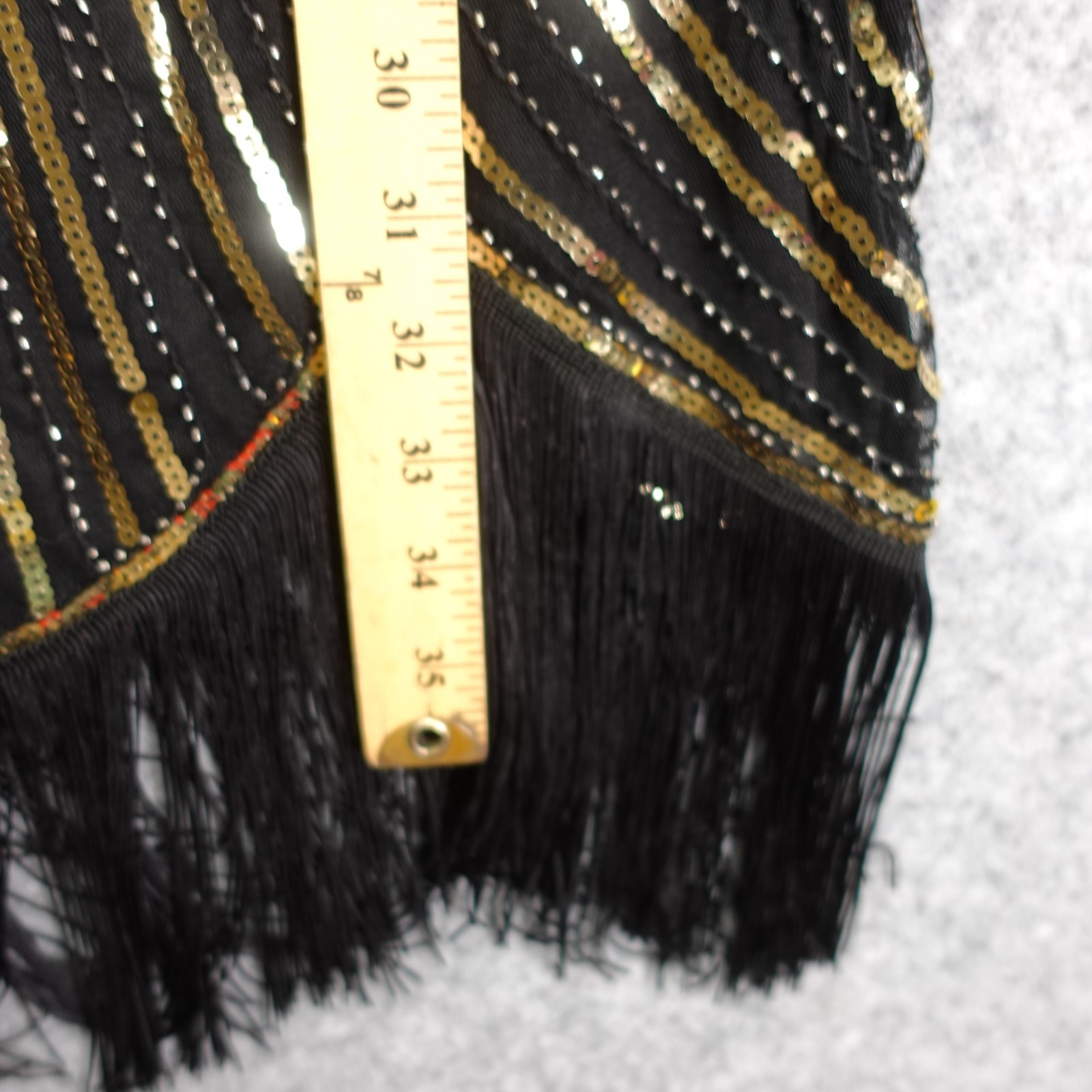 Sequin Beaded Flapper Dress Women S Gold 1920s Great Gatsby Evening Party Fringe