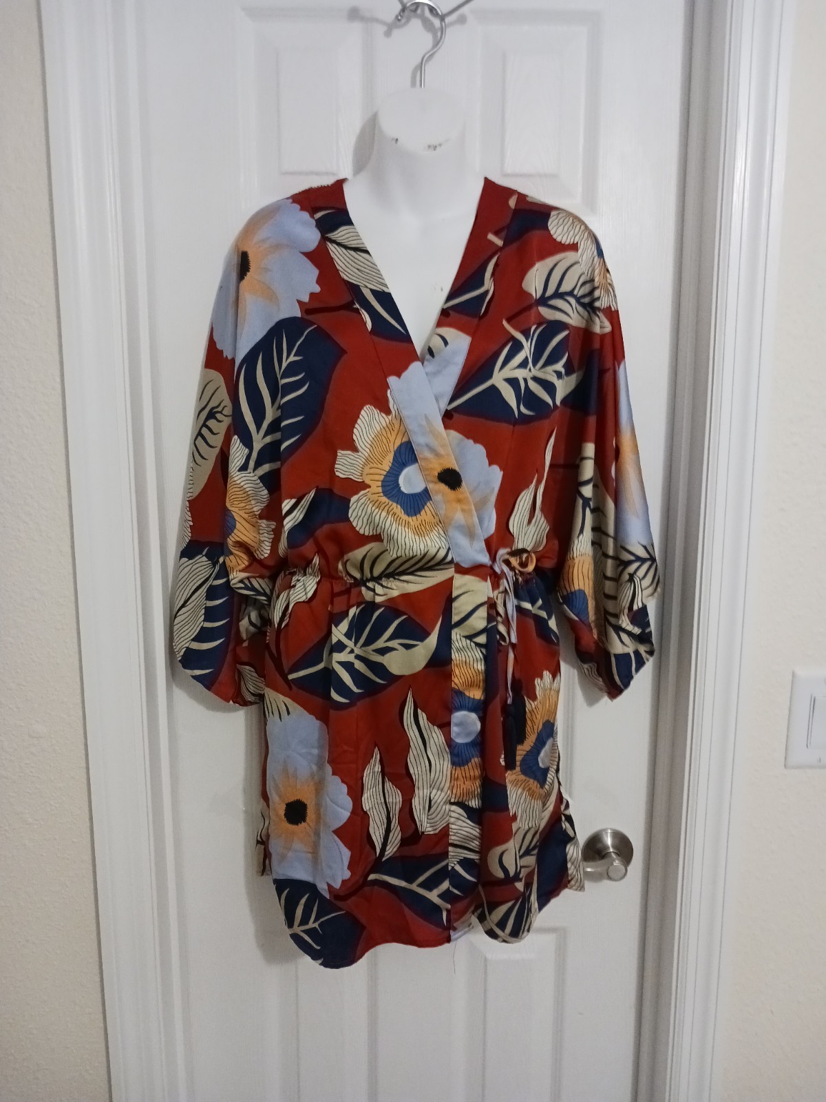 aAkaa Kimono Style Wrap Dress Floral Mini Women’s Size XS
