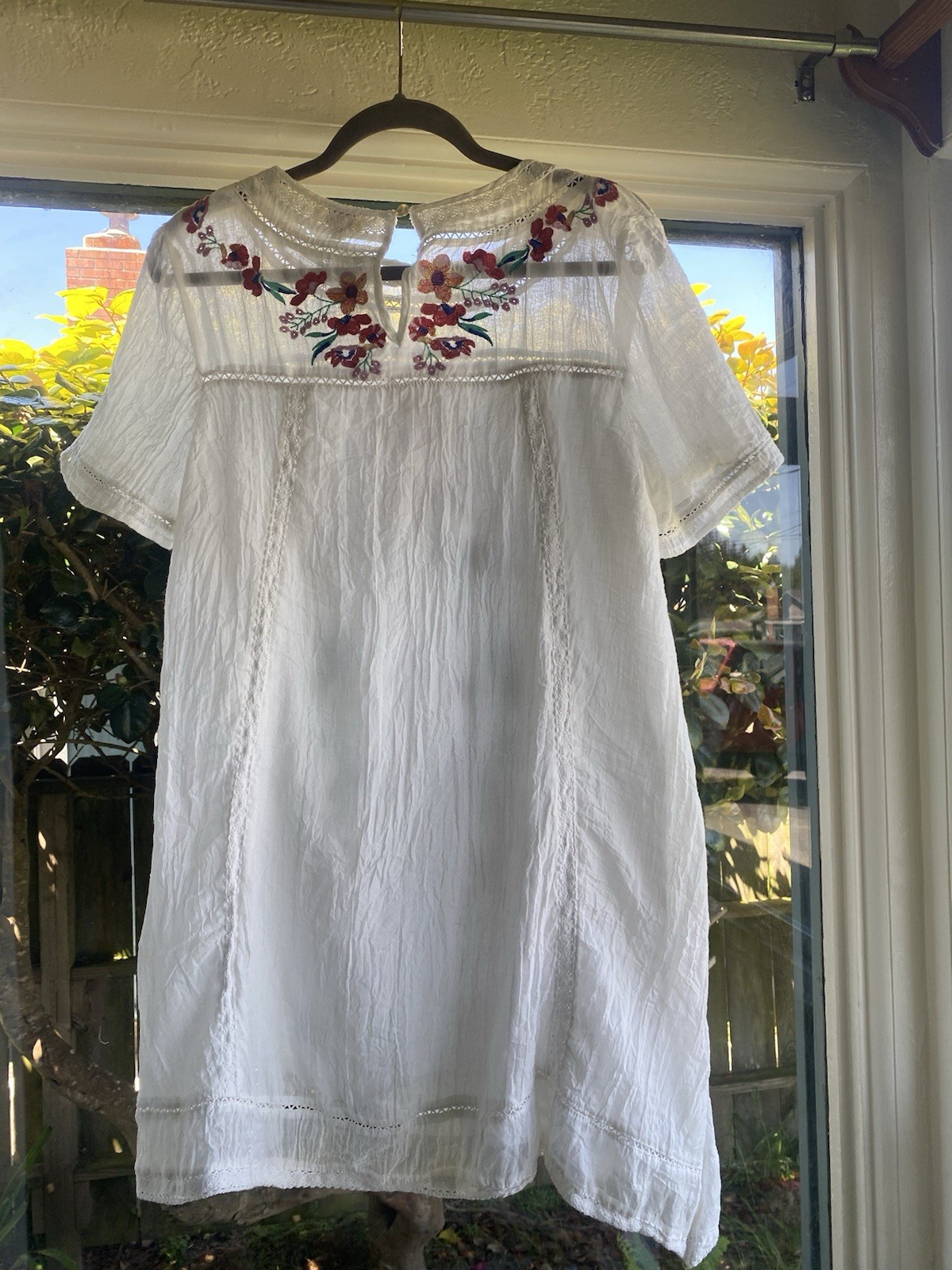 UMGEE White Floral Embroidered Lace Dress Victorian cowgirl boho prairie Large