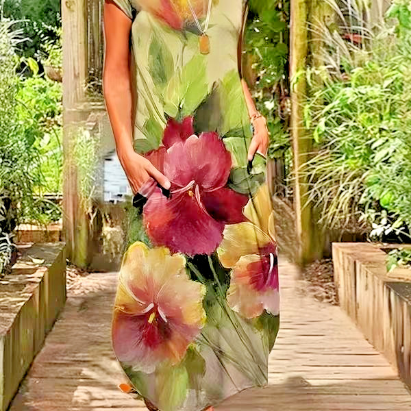 Plus Size Tropical Island Maxi Dress – Long – Wearable Art ✨New & Free Shipping