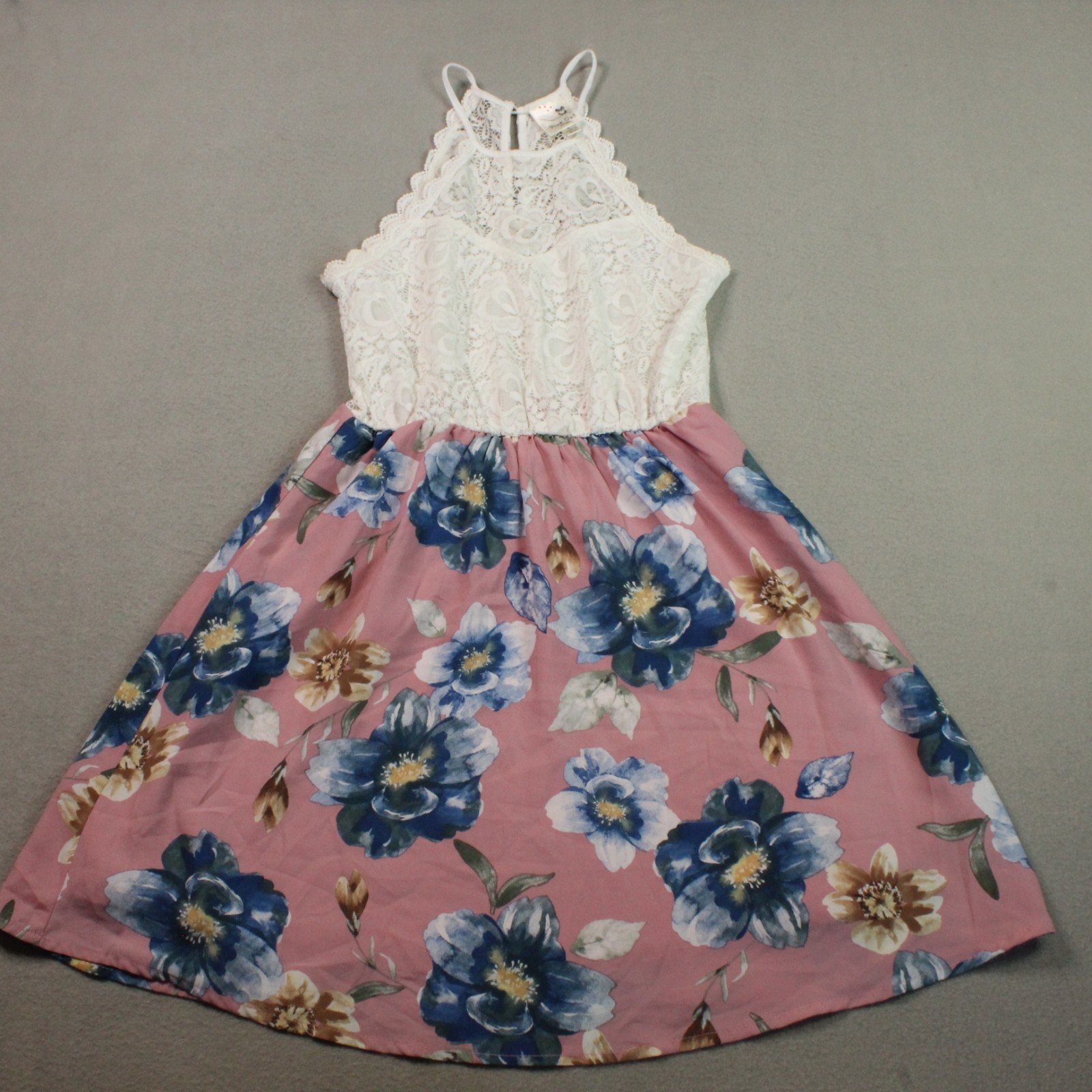 Pink Owl Womens Lace Floral Dress Small Sleeveless Boho Cottagecore Sundress