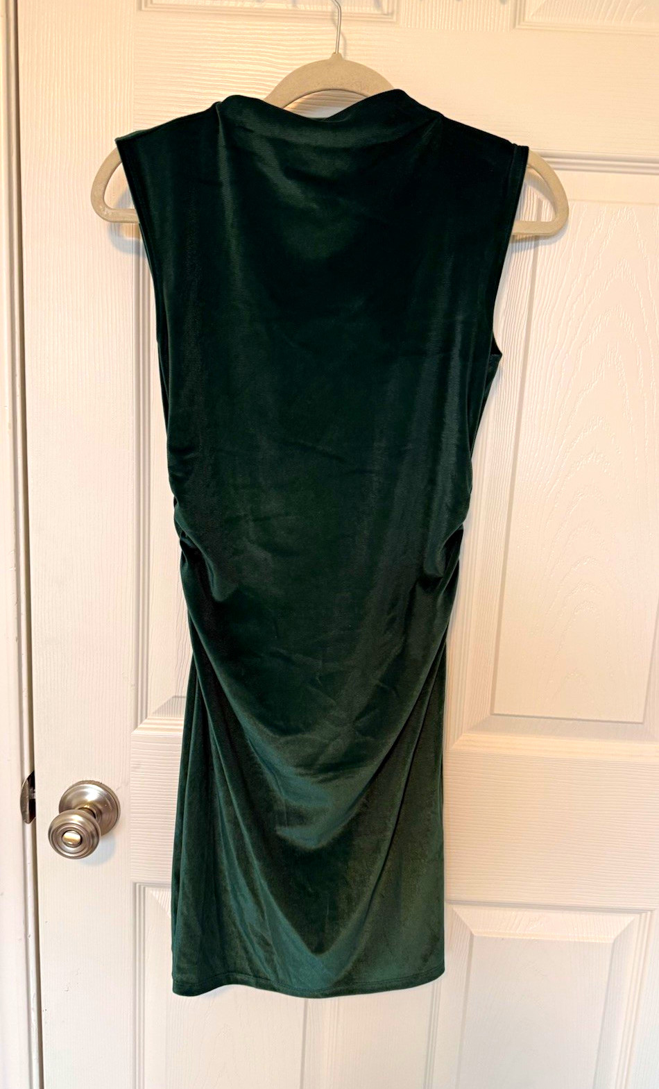 A New Day Women’s Green Velvet Ruched High Neck Bodycon Knee Dress XS