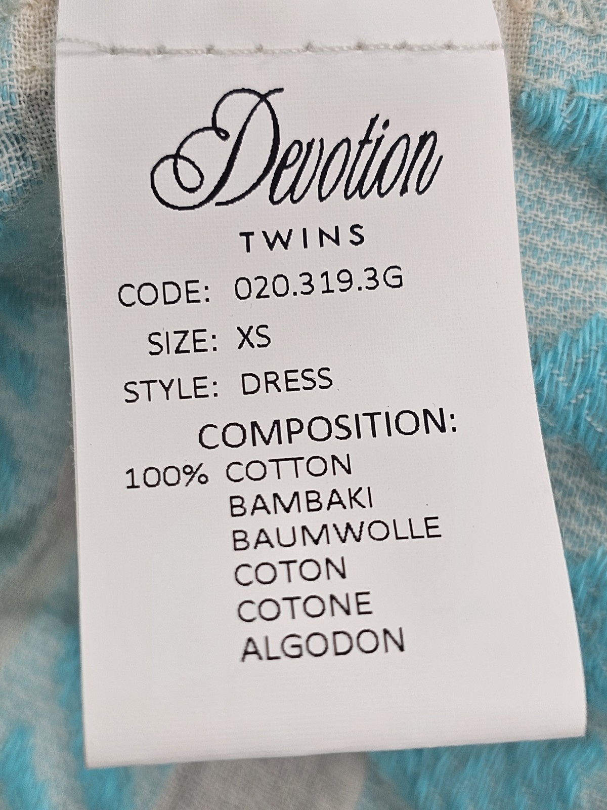 DEVOTION TWINS Ella Tunic Dress Teal Cream Geometric Boho Tiered Women’s Medium