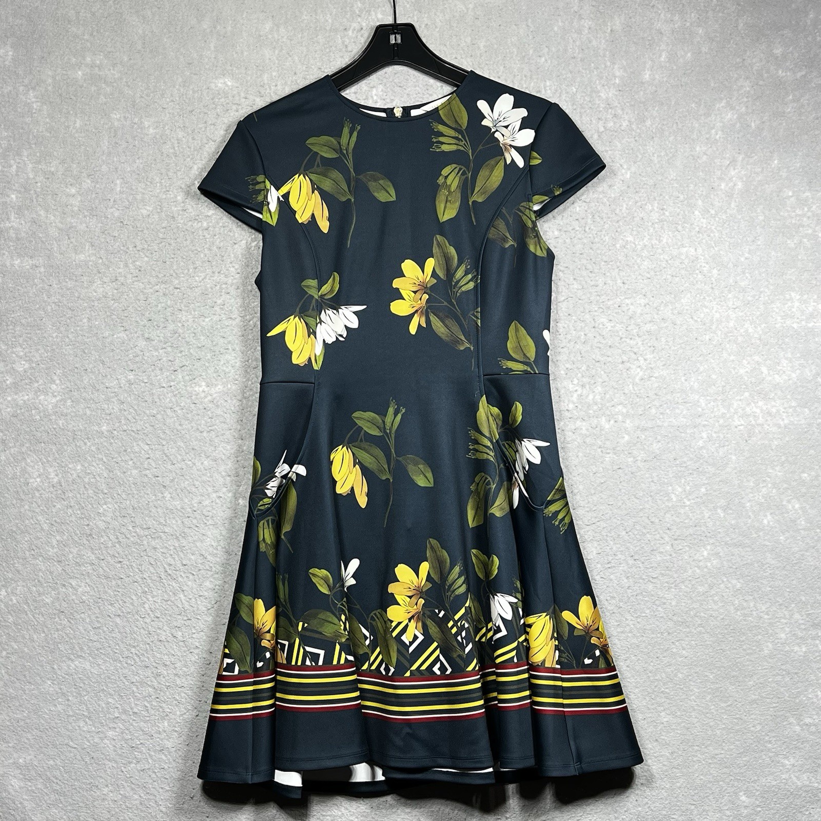 Ted Baker Dress Women’s 3 Blue London Gallah Savanna Skater Floral Print Dress