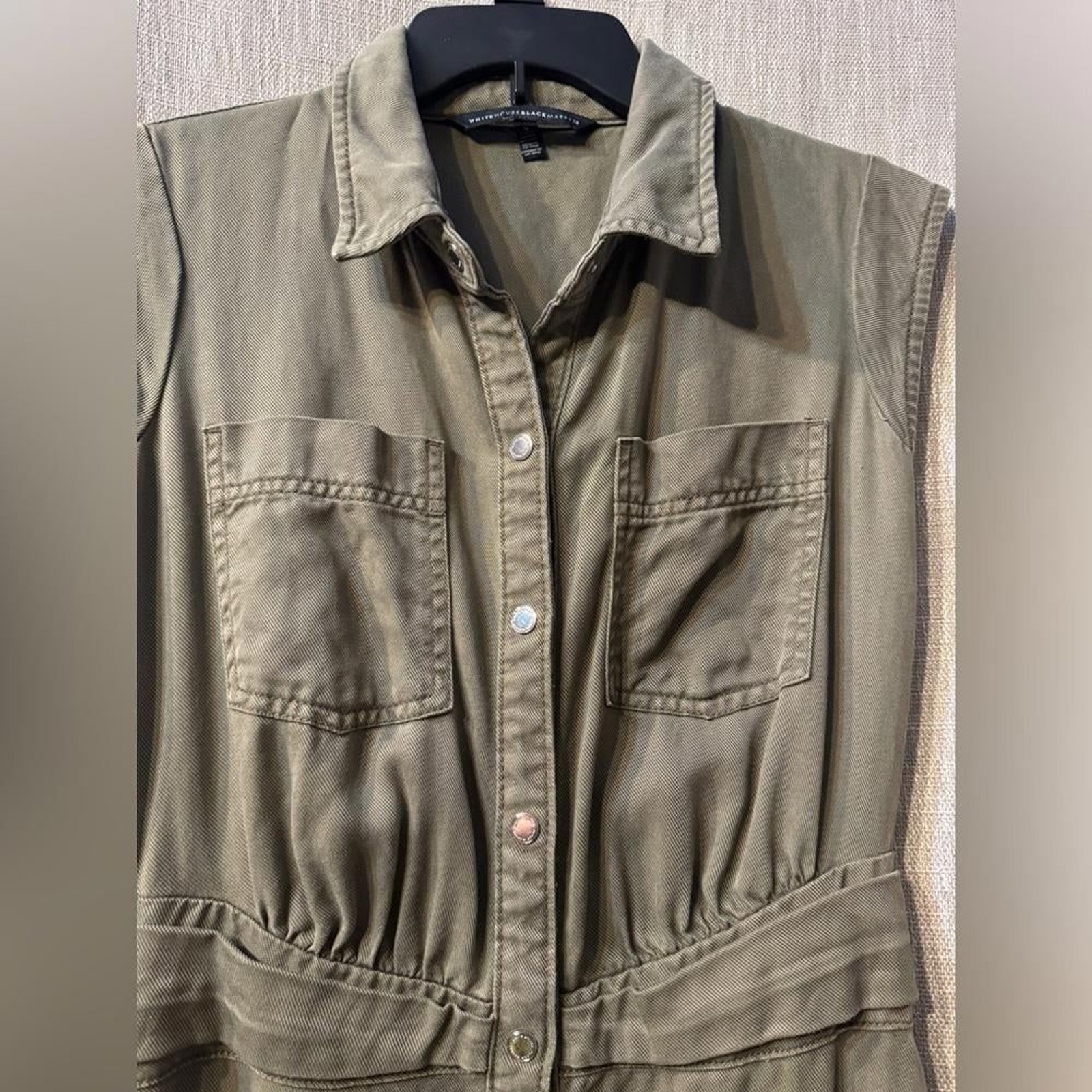 White House Black Market GREEN UTILITY SHIRT DRESS US 2