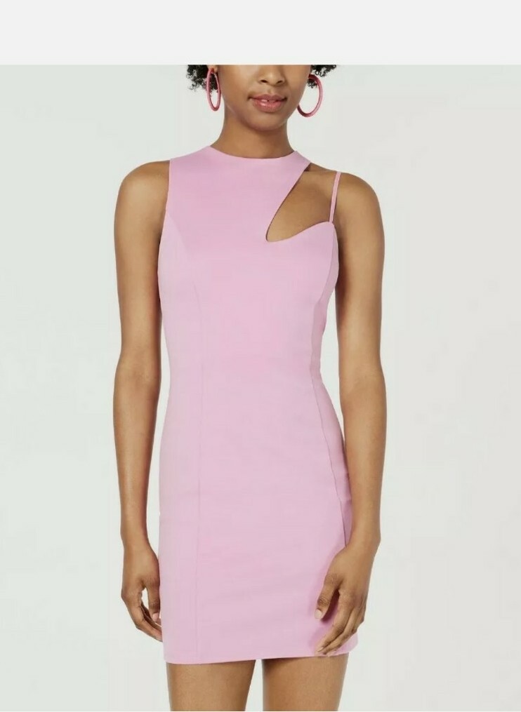 Material Girl Womens pensil Dress Fuchsia-Pink Size Large L w/Designed shoulder