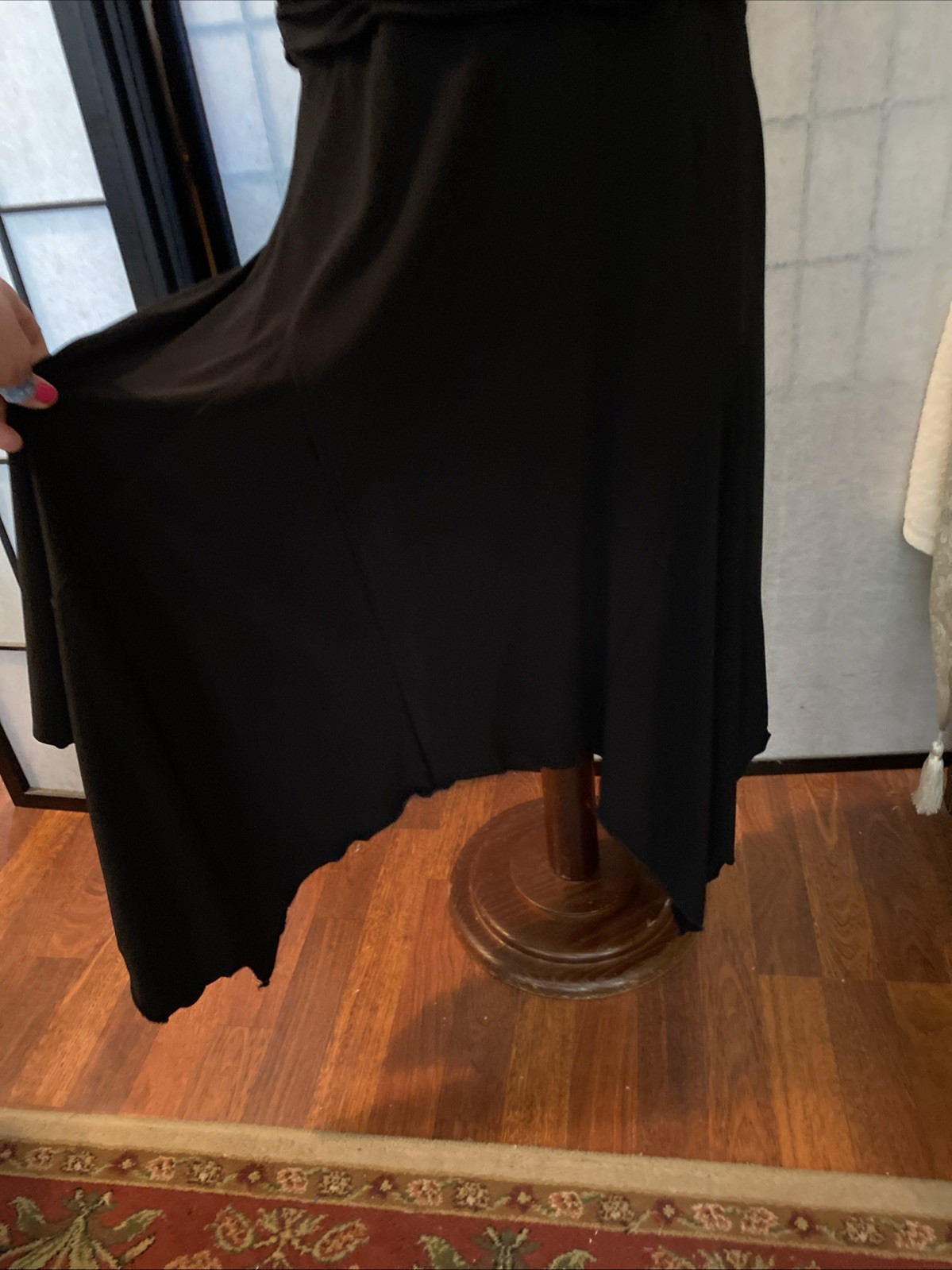 Dani Max Wom Estim M Sexy Black Assymetric Handkerchief Dress Plunging V-Neck