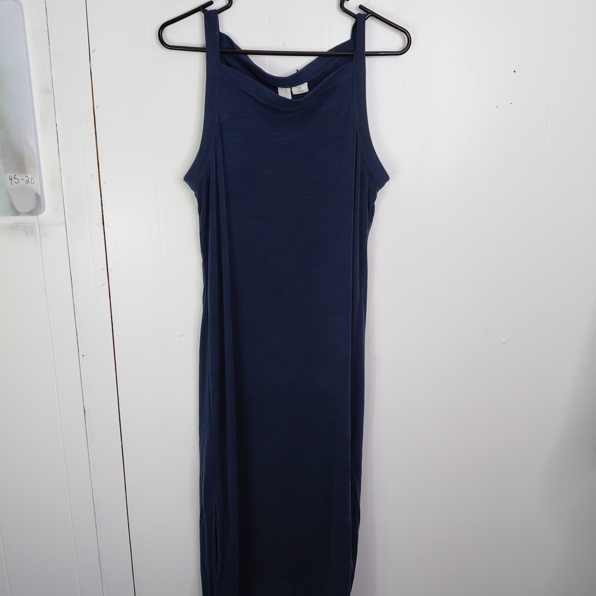 Joie Dress Womens M Maxi High Neck Ribbed Split Hem Navy Fitted Basic Capsule
