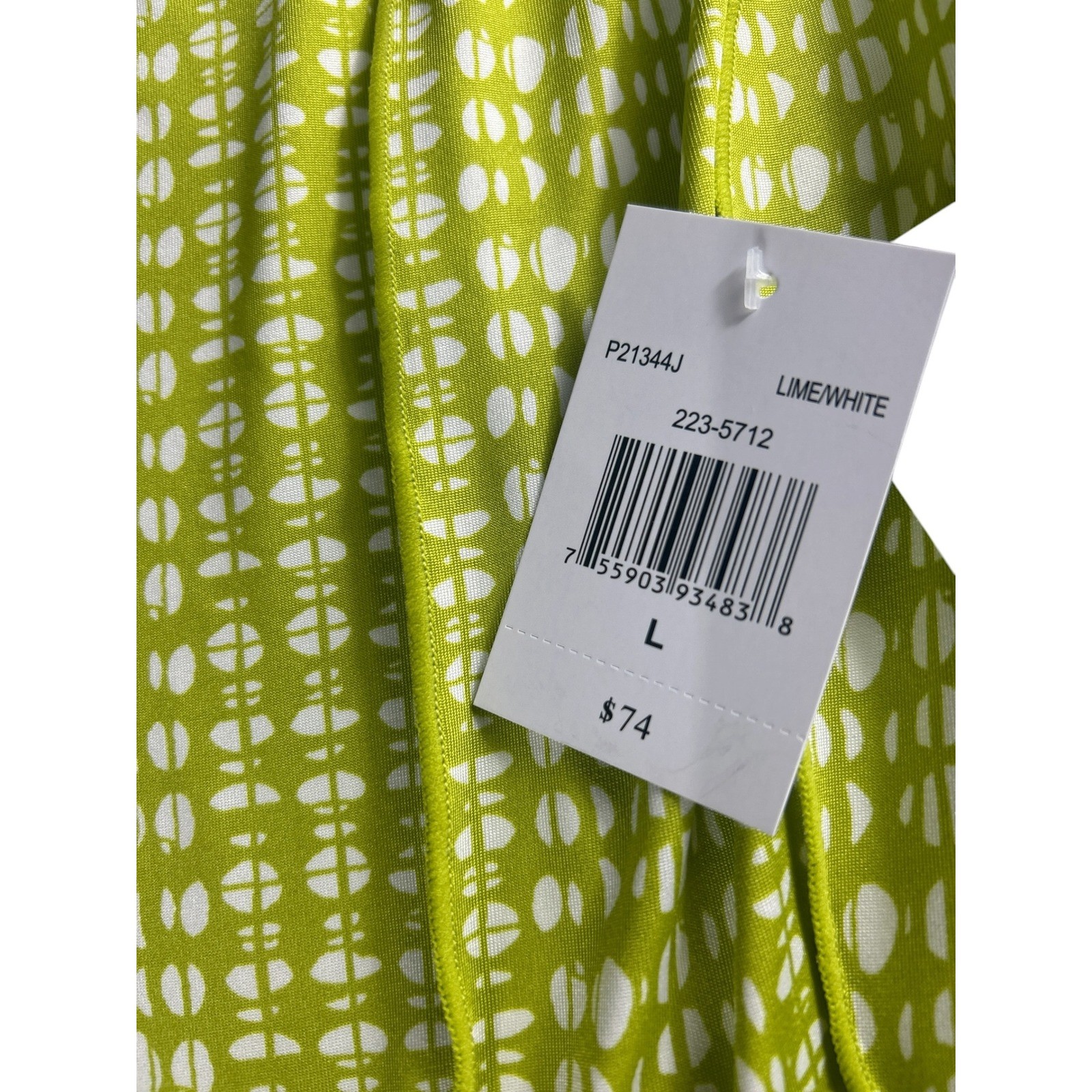 Perceptions New York Lime Geometric Sleeveless Maxi Dress Large P21344J NWT