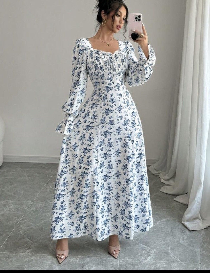 SHEIN Raffinéa Elegant Floral Print Spring & Autumn Maxi Women Outfit SZ Medium