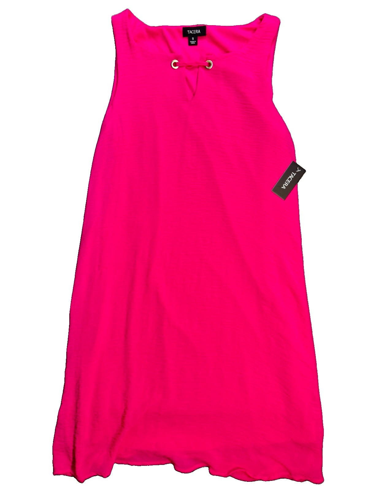 Tacera Pink Sleeveless Midi Dress Gold Grommet Neck Women’s S NWT 1187