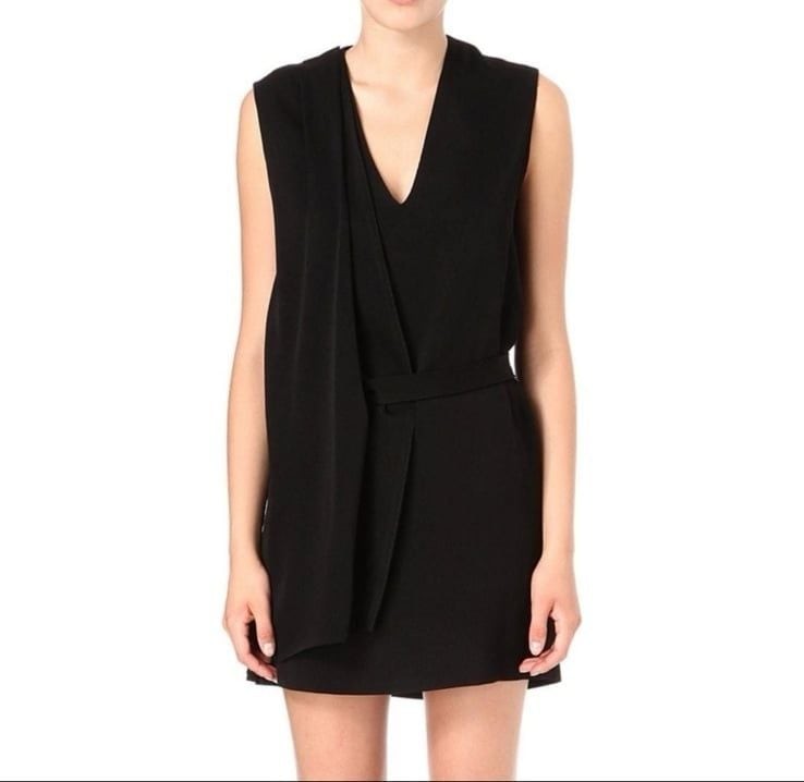 Maje NWT Solid Black Draped Belt Dress Dosithee 1