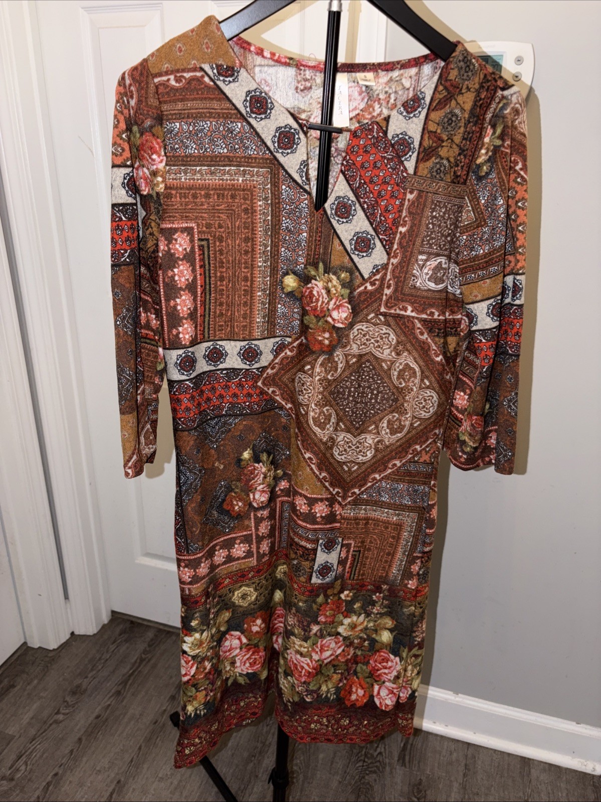 Tacera stretchy multicolor dress Sm Lightweight Boho Earthy Chic Breathable EUC