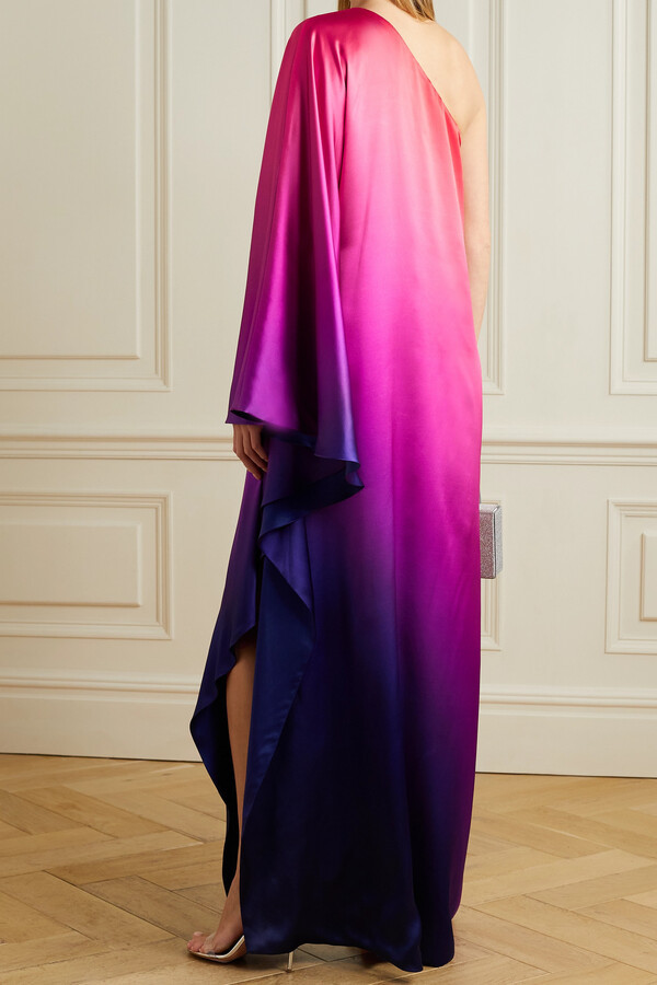 Magenta to Indigo Flowing Silk, Party Wear, Soft Lux Satin Silk , J5834