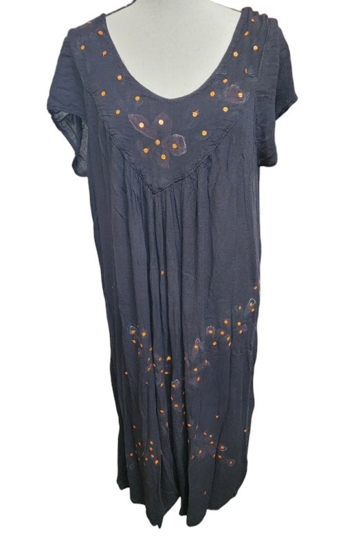 Just Love Boho Hippie Black Embellished Dress OS Black