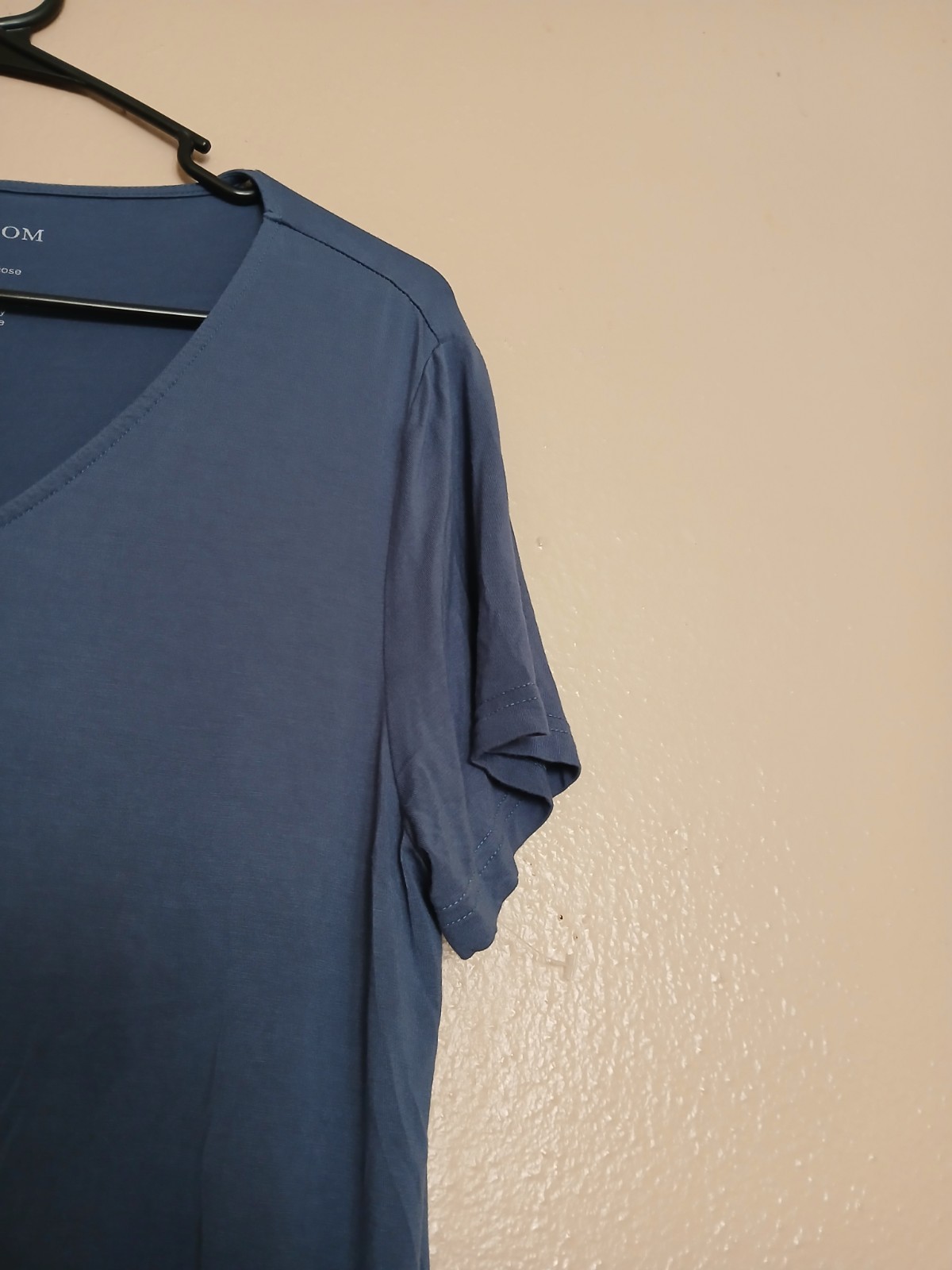 Eden Om Dress Medium Bamboo Shirt Comfort Stretch Casusl Pockets Blue V Neck