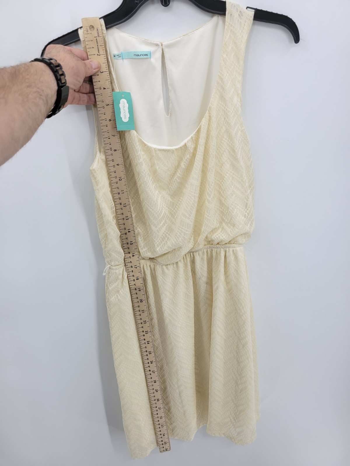 Maurices Dress Womens Medium Cream Stretch Lace Overlay Sleeveless Cottagecore