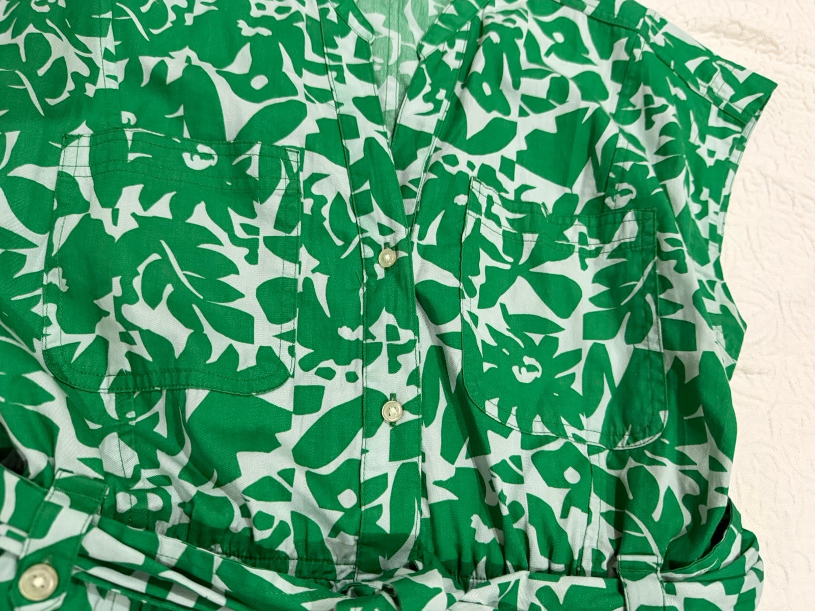 Free Assembly Belted Utility Cotton Midi Shirt Dress Green Button Up Sz M