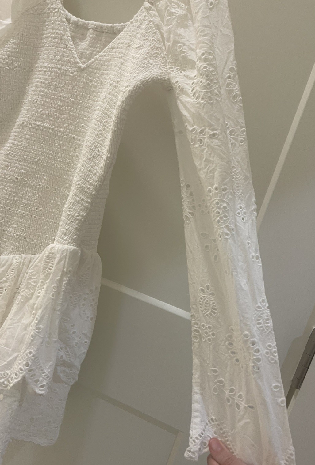 LoveShackFancy Jayce Broderie Anglaise Mini Dress Antique White Small $485
