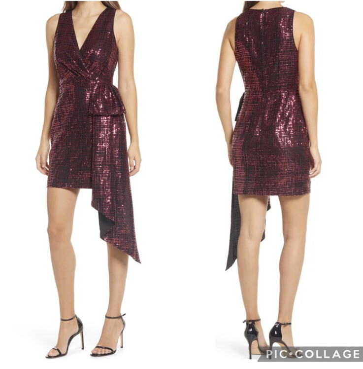 One33 Social Sequin Sheath Cocktail Dress Fuchia Pink 6