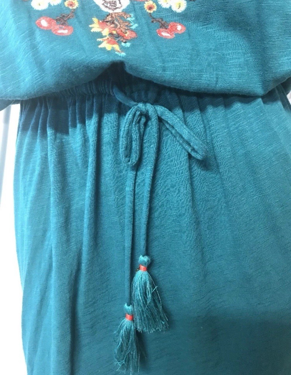 New Democracy Woman’s Small Green Cold Shoulder Dress NWT Keyhole Knit Floral