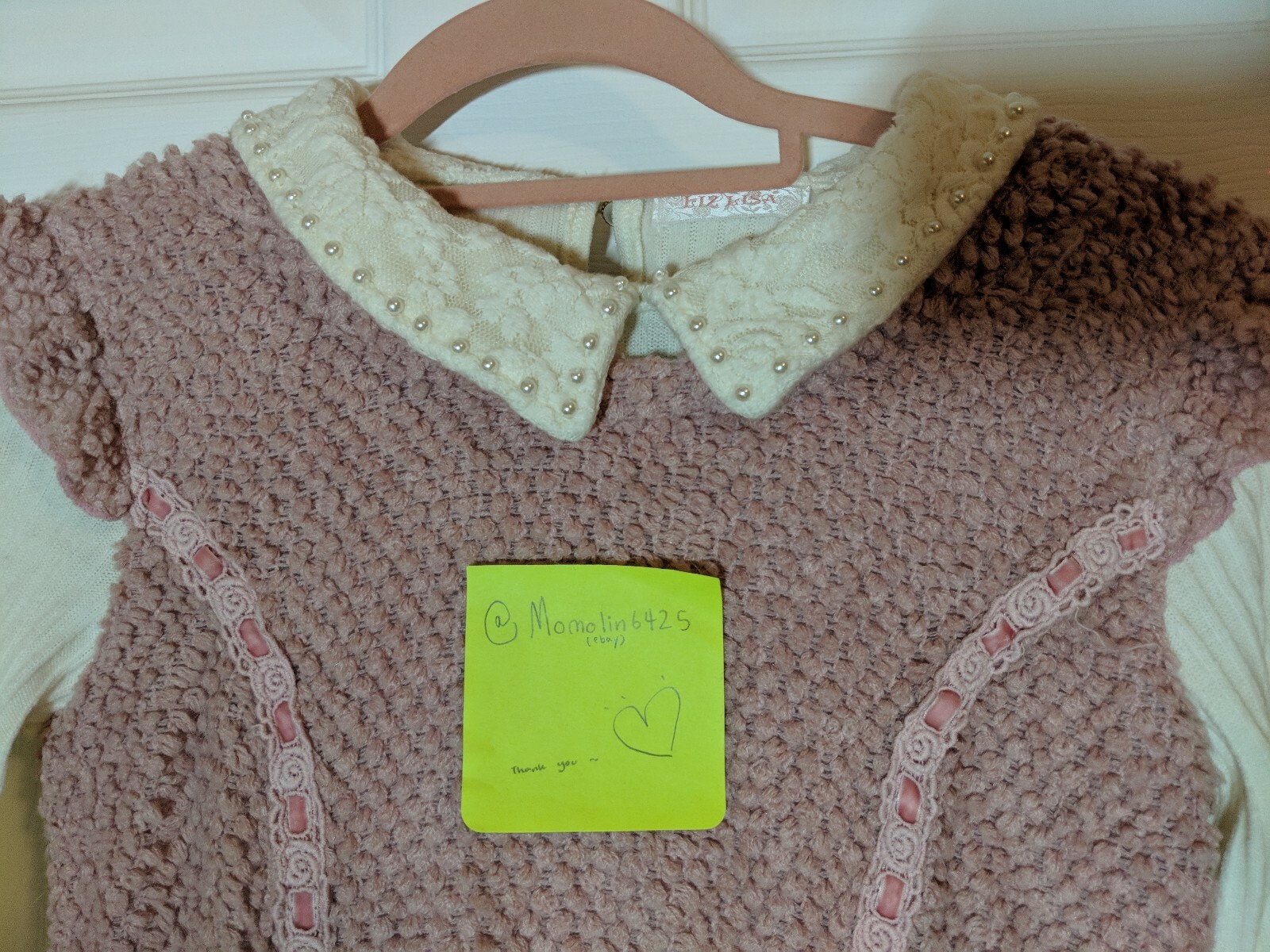 (US Seller) Authethic Liz Lisa Winter/Spring Collection Pink Dress Collar