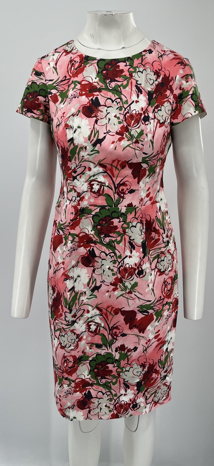 Carolina Herrera Archive Print Collection Pink Floral Short Sleeve Dress sz 6