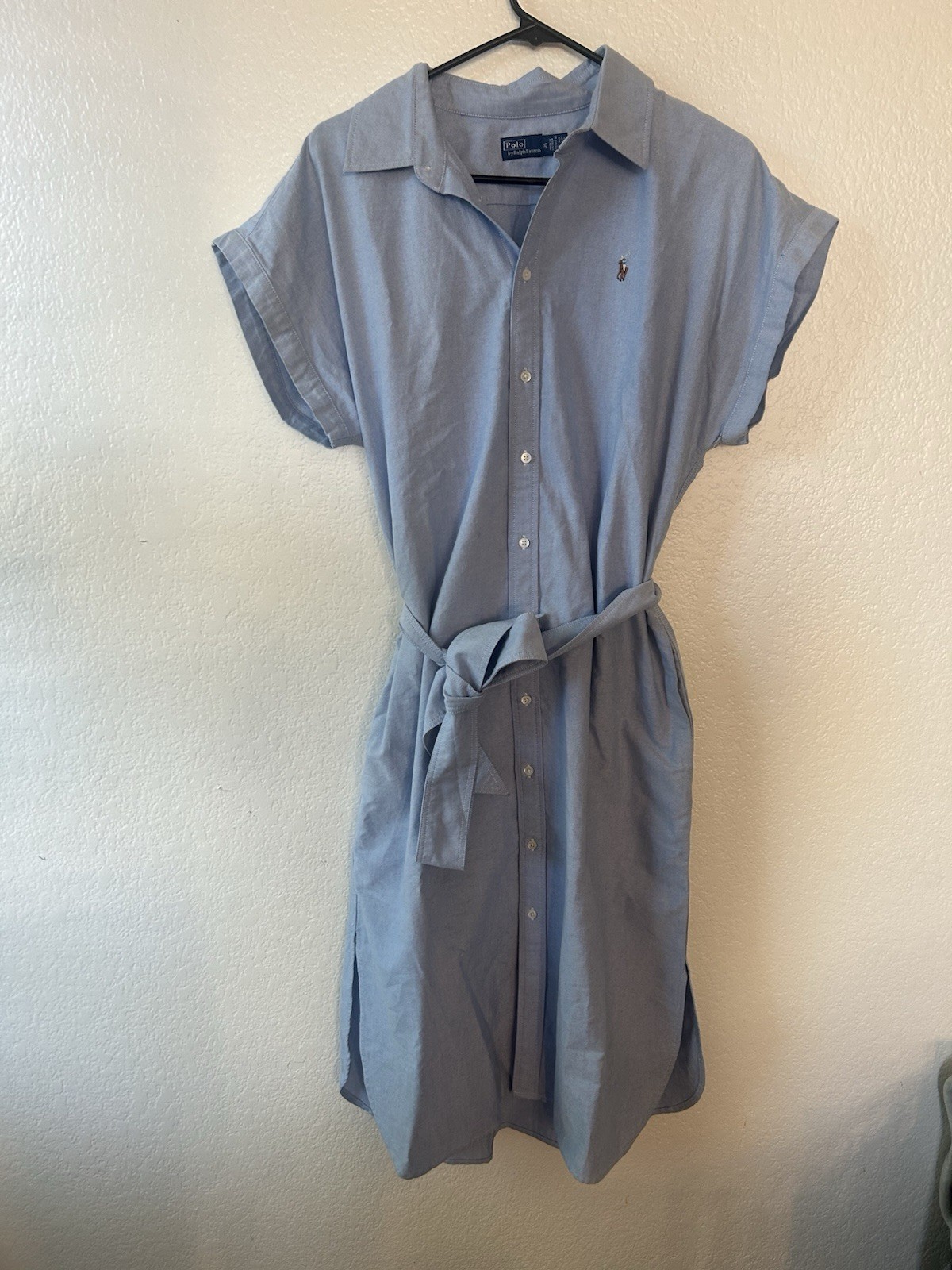 Polo Ralph Lauren Belted Oxford Sleeveless Shirtdress SZ 10