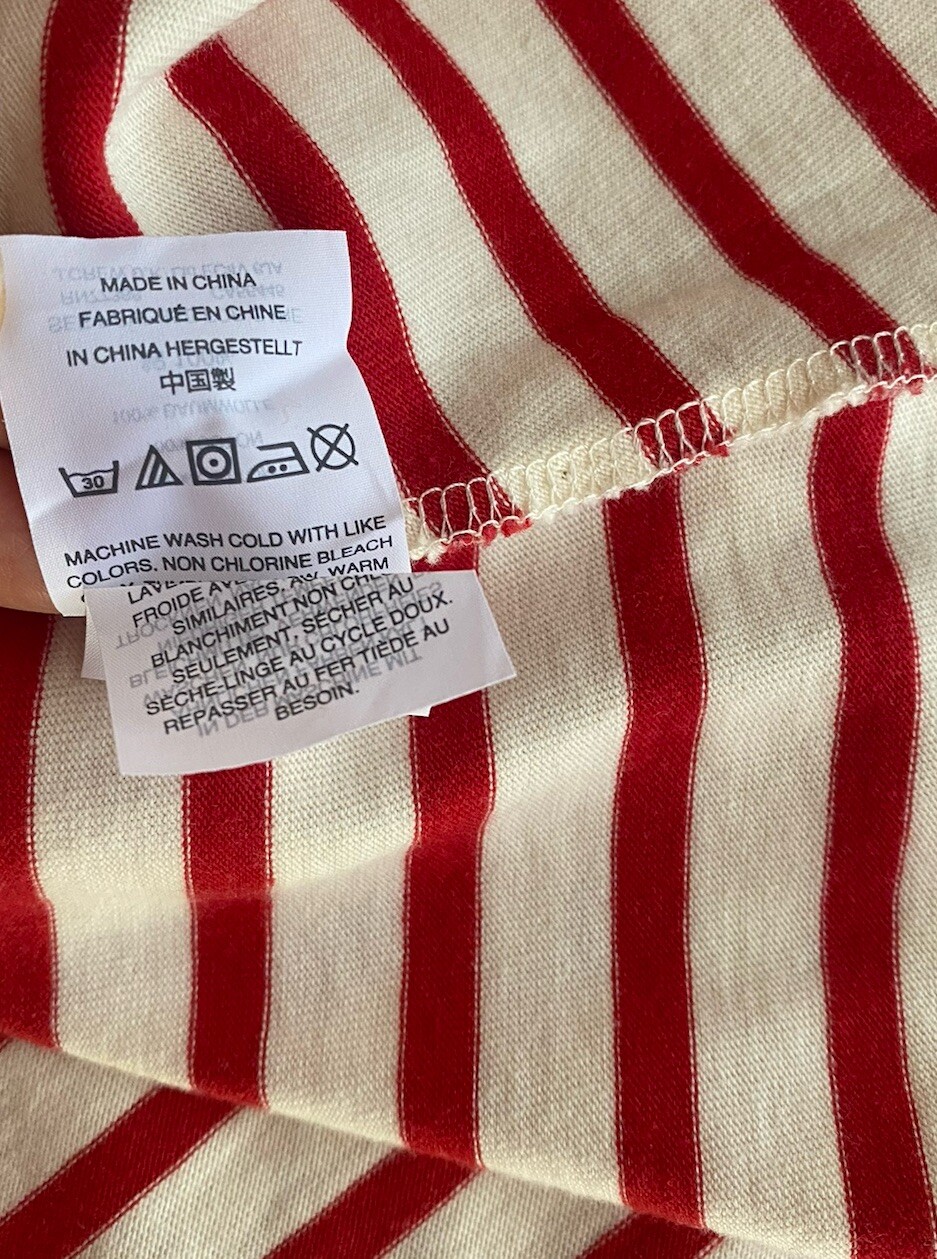 Madewell Mini Dress Muted Red/Cream Striped Retreat T-Shirt Sz XS NWT