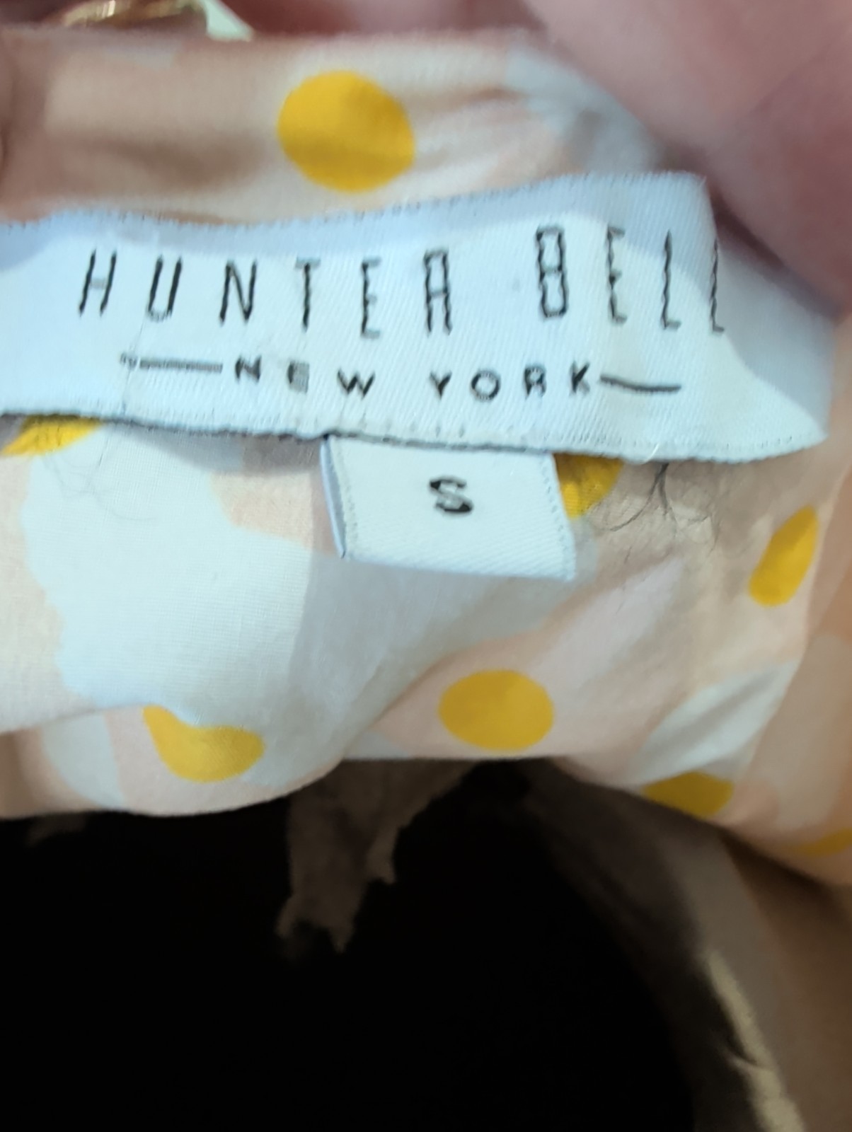 Hunter Bell Jenkins Dress Size S Missing 3 Buttons Light Pink Yellow Dots