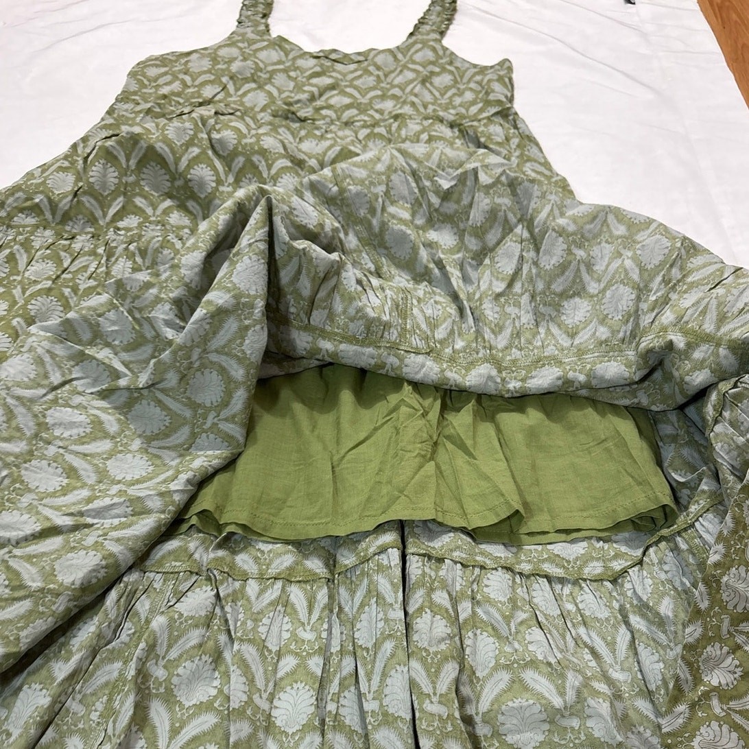 Natural Life Women’s Medium Adele Midi Dress Green Floral Boho Ethereal Girly