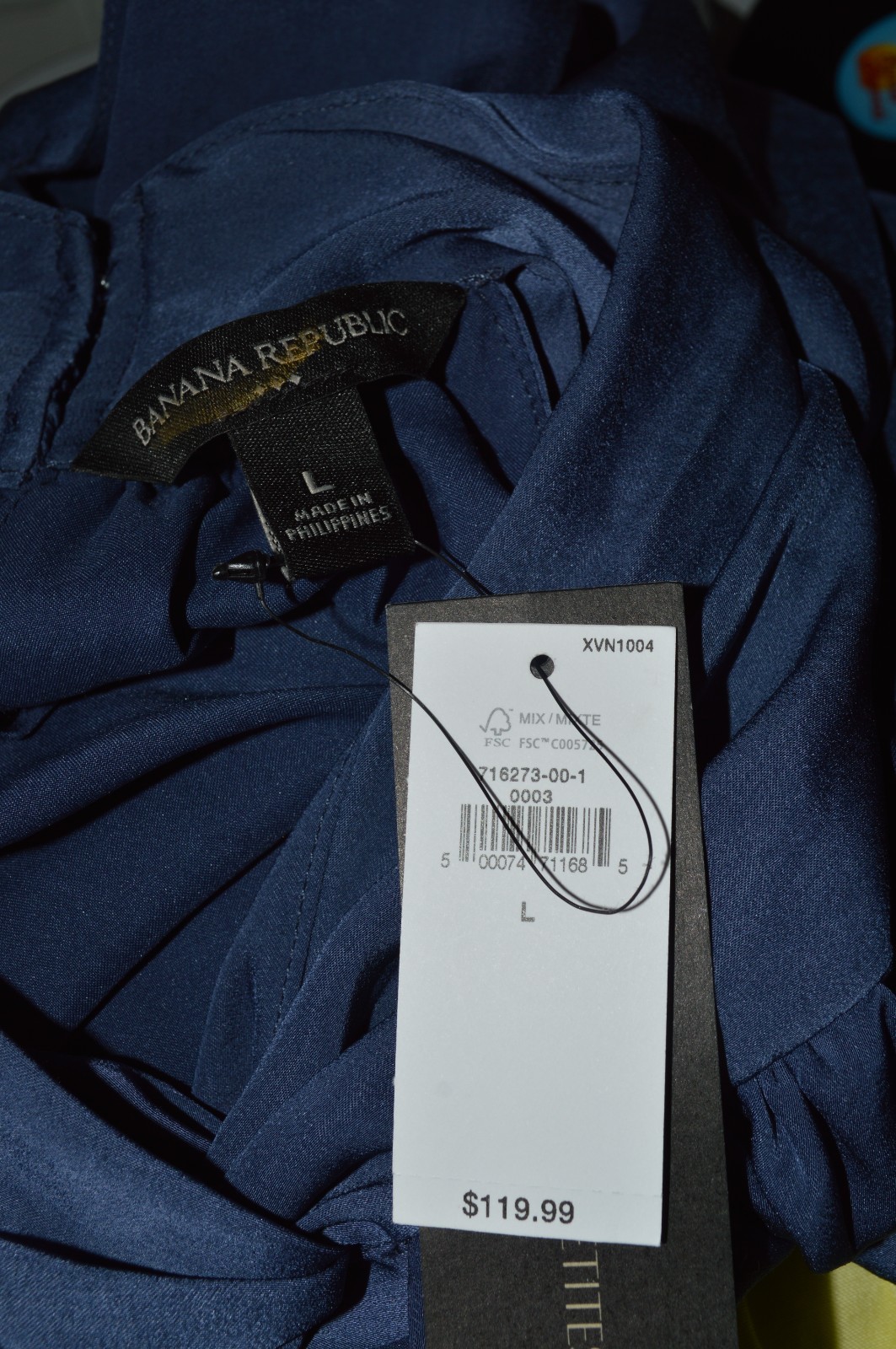 Banana Republic Navy Blue Silky High Neck Sleeveless Shift Belted Lined Sz Large