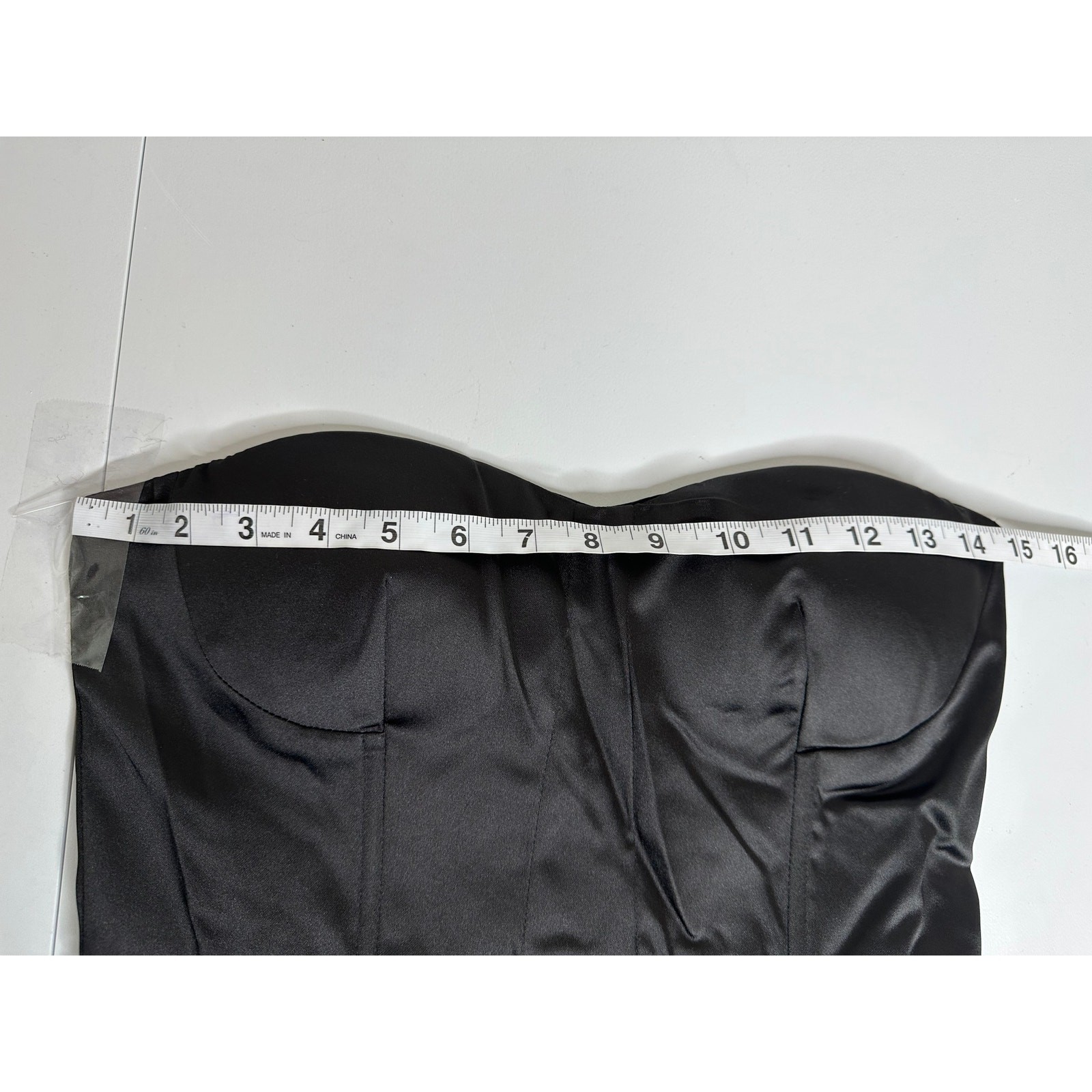 Naked Wardrobe The Statement NWT Mini Dress S Black Satin Bustier Strapless