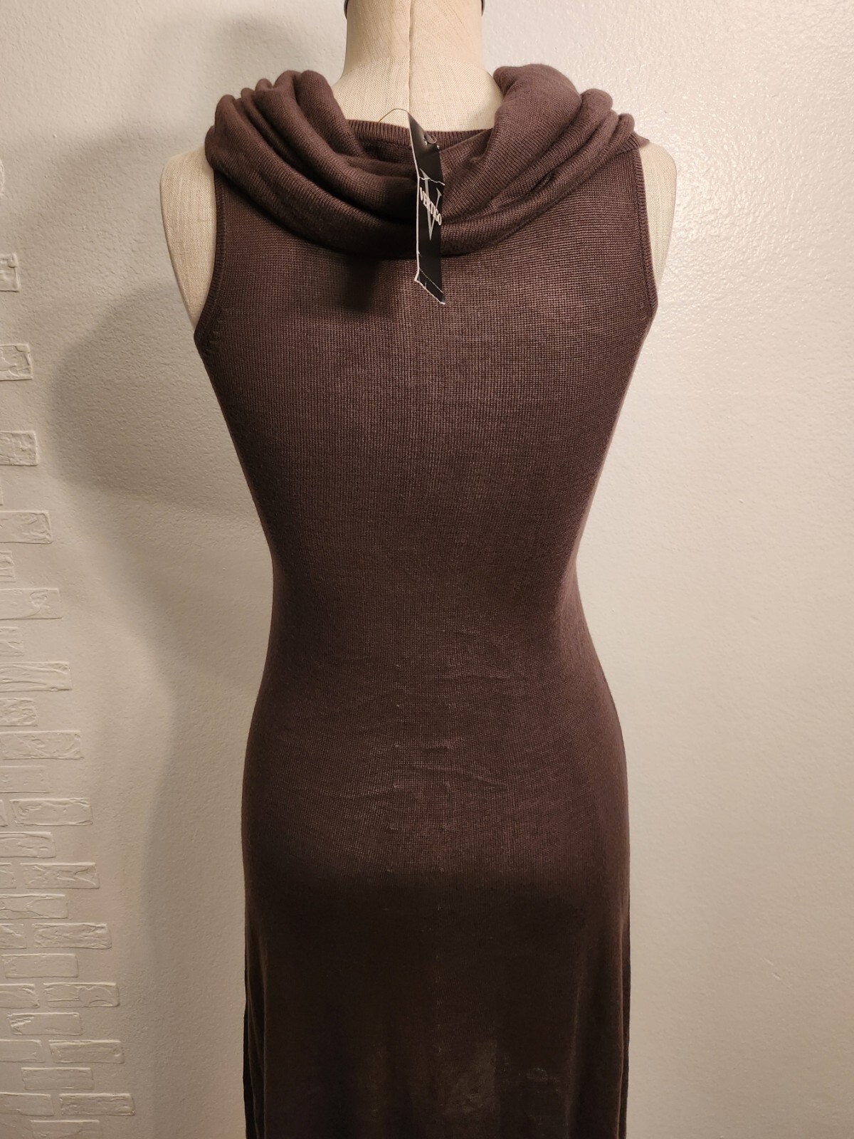 Vertigo Paris Brown Knit Sleeveless Cowl Neck Dress Size Xs