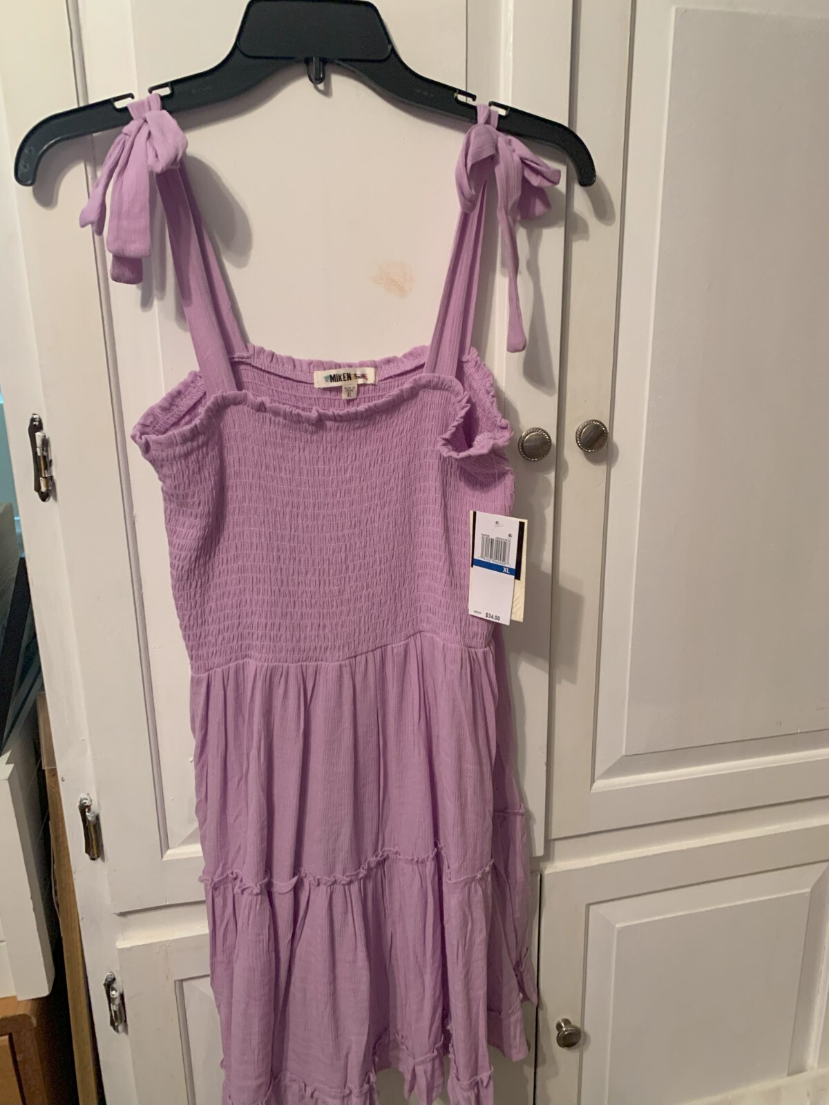 NWT Miken South XL juniors lavendar ruffled tank tie dress w-ribbed top