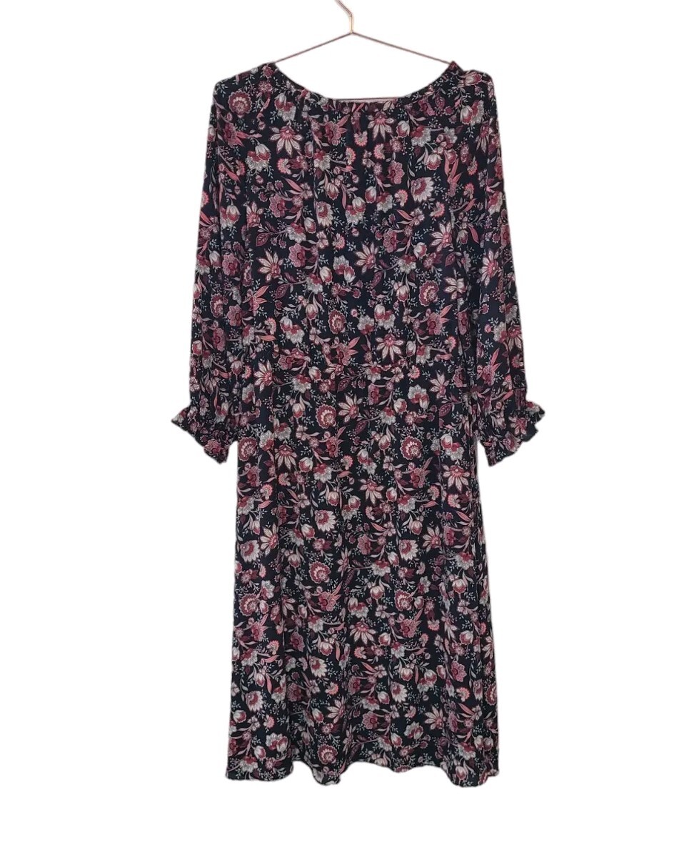 New TALBOTS X Bracelet Sleeve Autumn Garden Midi Dress Women