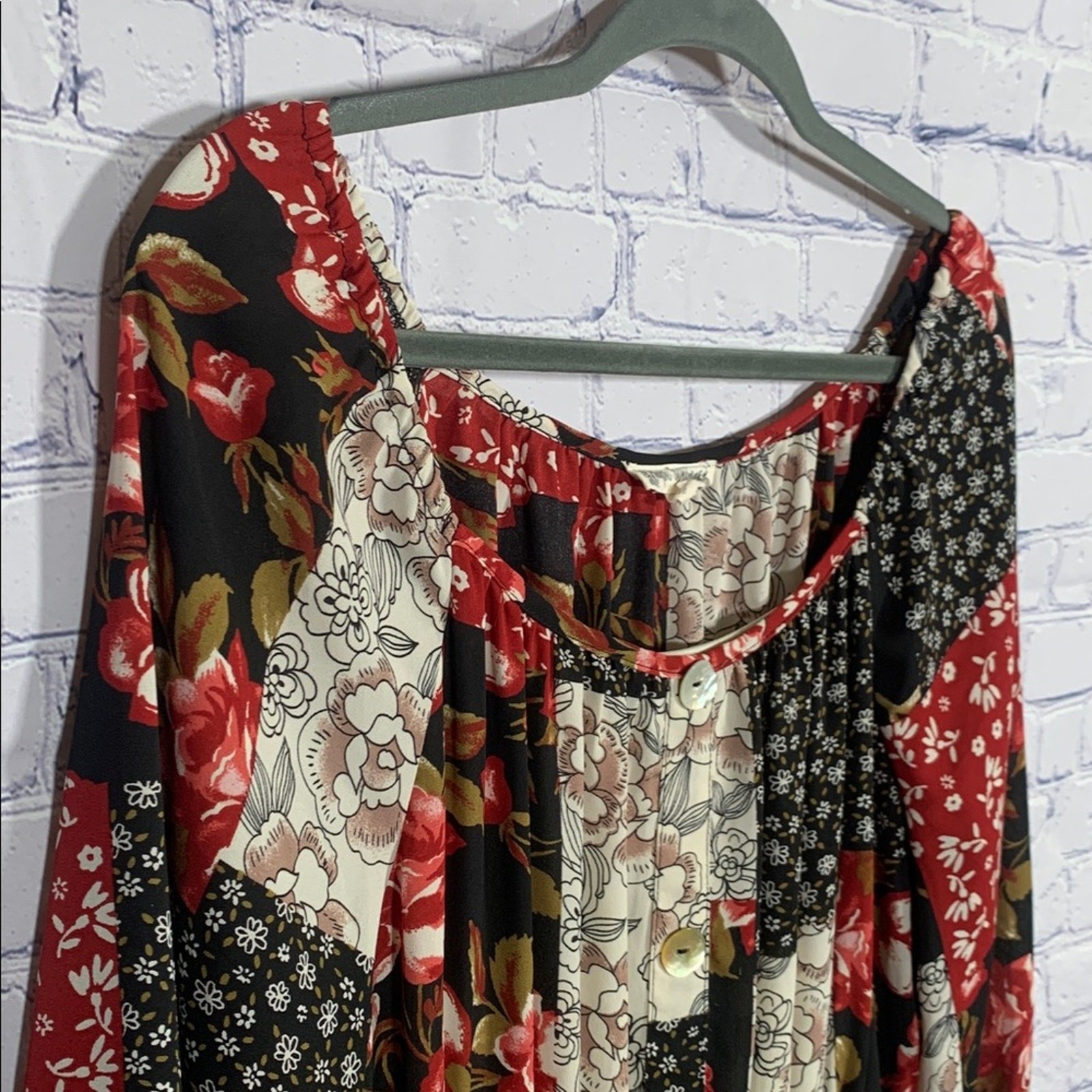 Hope Springs Womens Patchwork Midi Dress Off the Shoulder Red Black Size XL