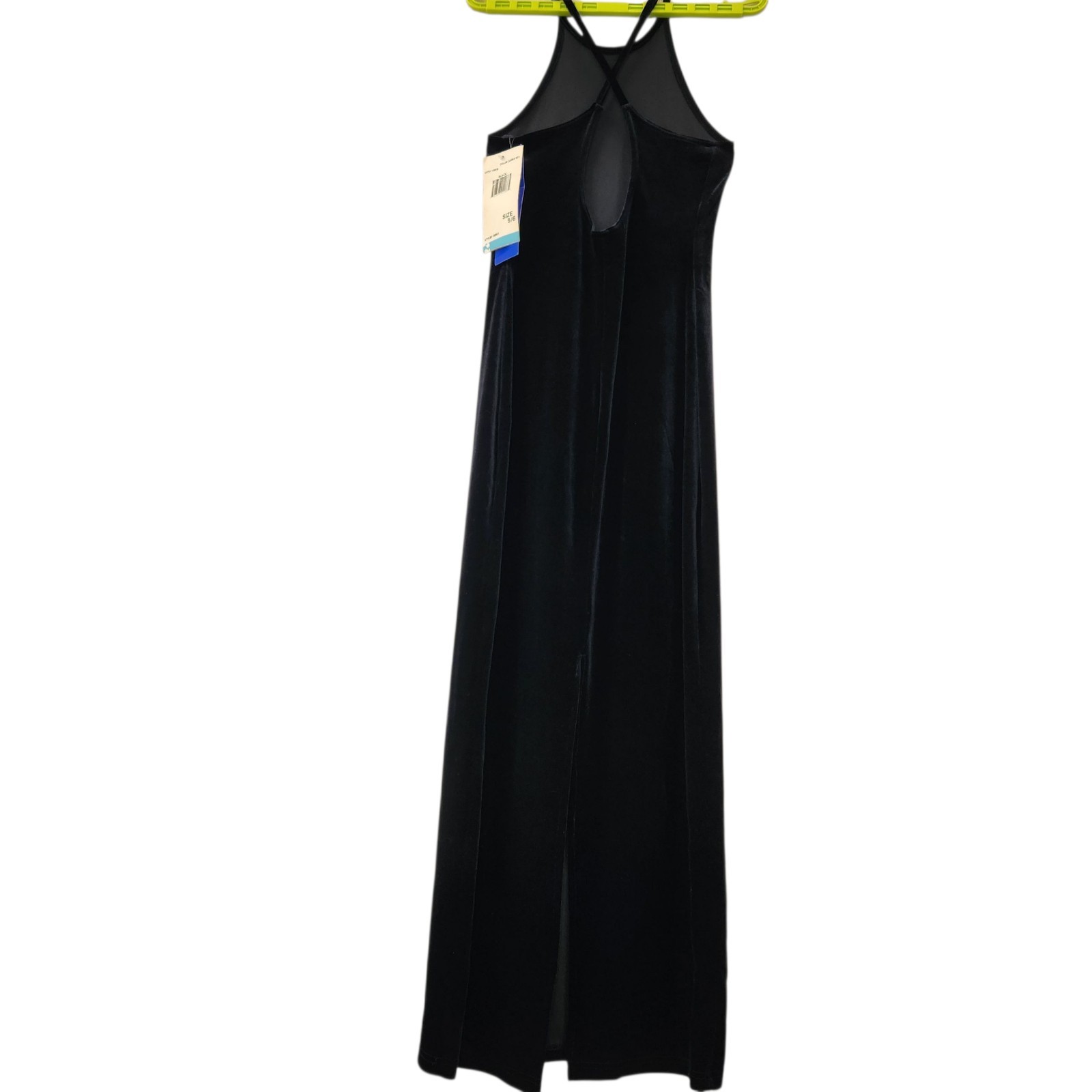 Vintage Jump Size 5 Whimsigoth Black Velvet Halter Fitted Maxi Dress Dark Fairy