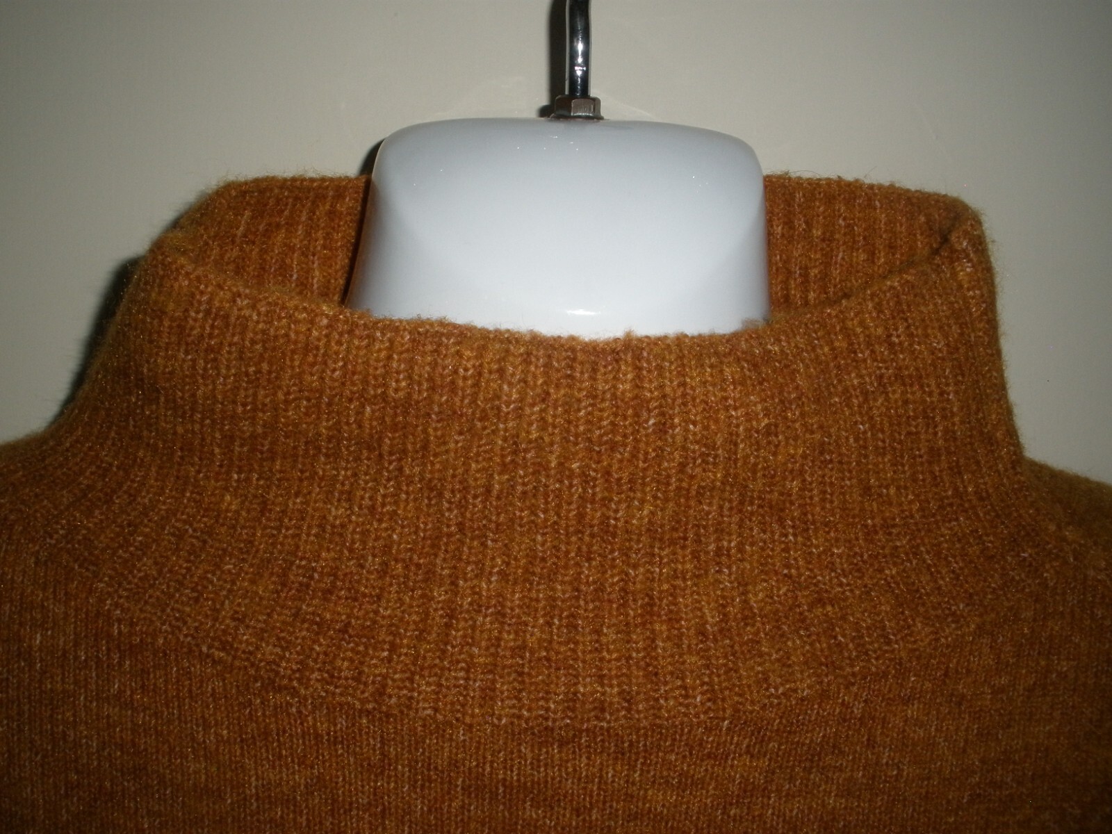 #1144 Sweater Pullover Dress Turtleneck S Dark Orange Yellow Soft Stretch