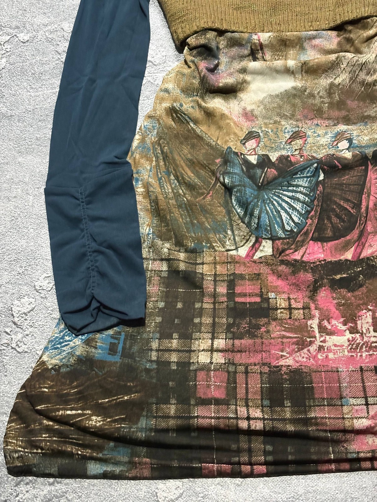 Save The Queen Mesh Knit Graphic Print Dress Made In Italy Size XL Y2K Vintage