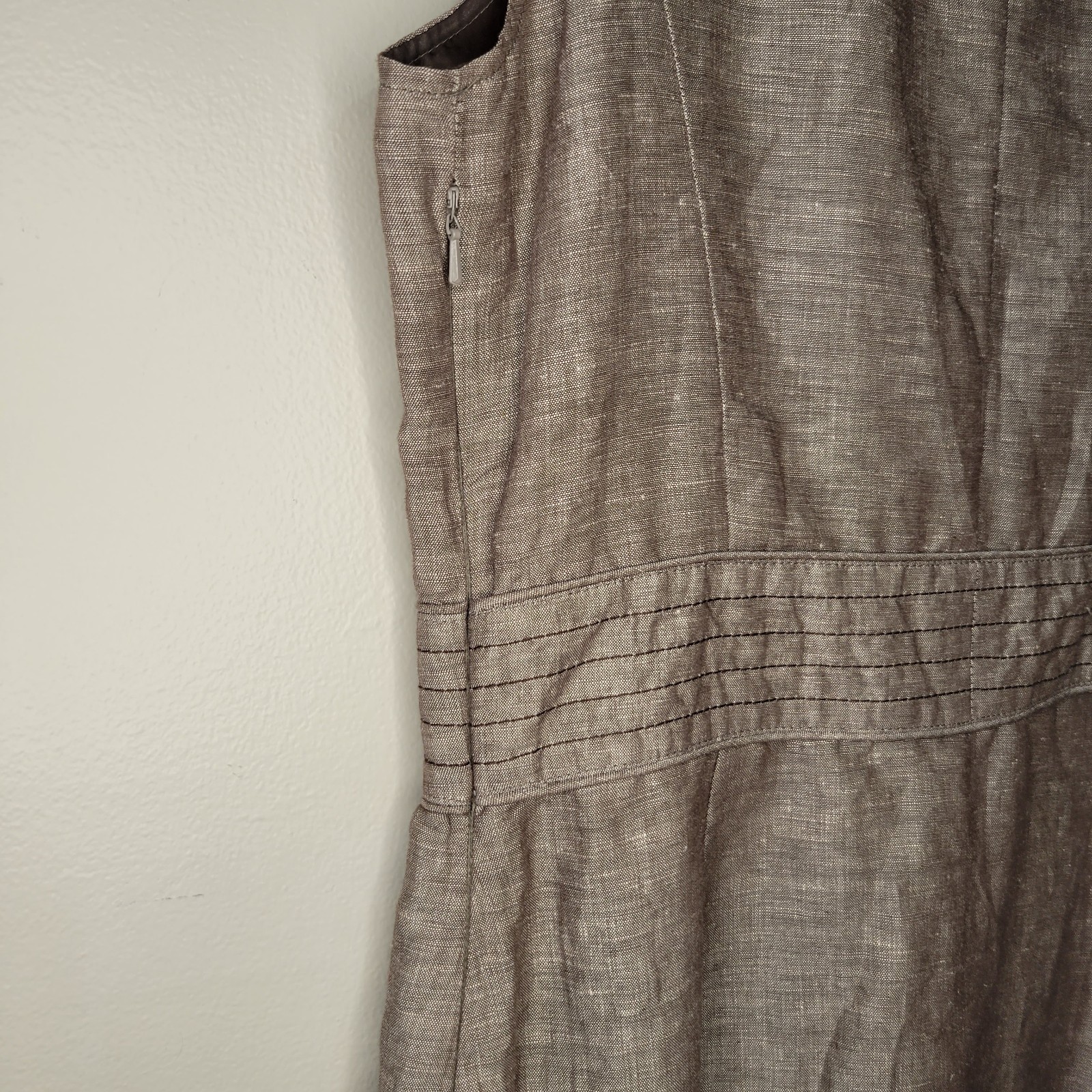 Willi Smith Sleeveless A-line Brown Dress Size 8 Women Business Linen Blend