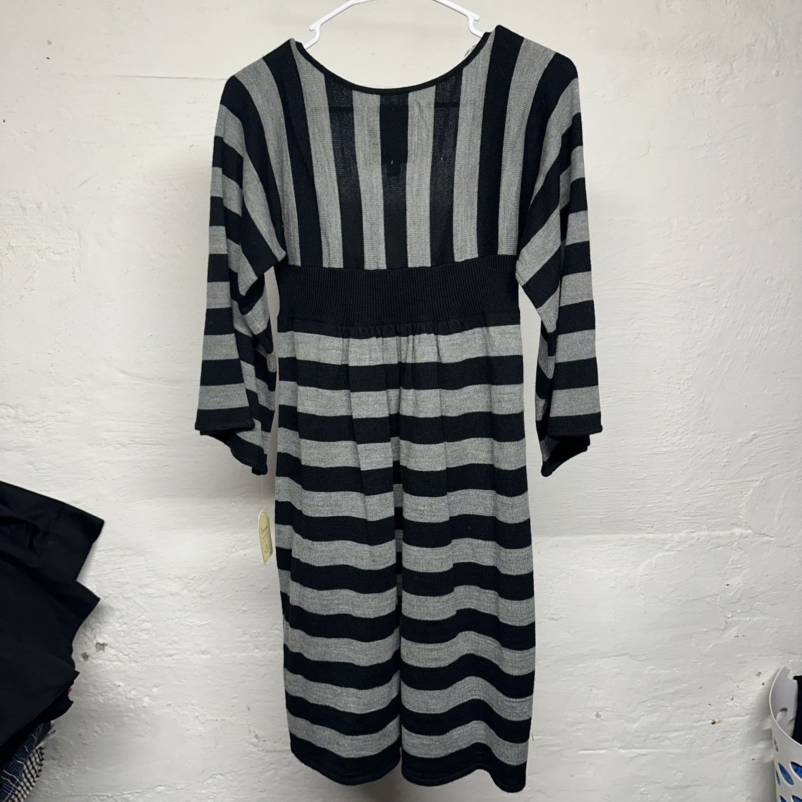 Energie Women’s Large Black&Gray Long Sleeve Dress Acrylic