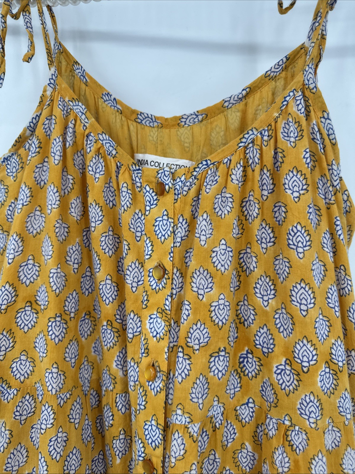 Emerson Fry India Collection Hand Block Printed Button Front Maxi Dress M/L??