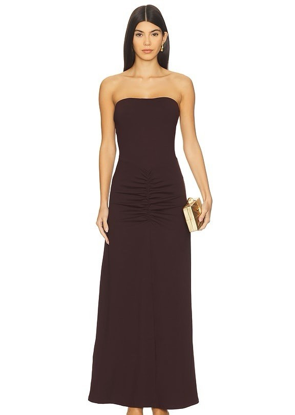 Susana Monaco Shiraz Strapless Ruched Solid Maxi Dress Long Size S