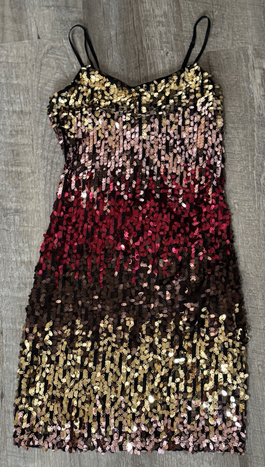 Forever 21 Colorblock Ombré Sequin Strappy Sleeveless Bodycon Short Dress Size S