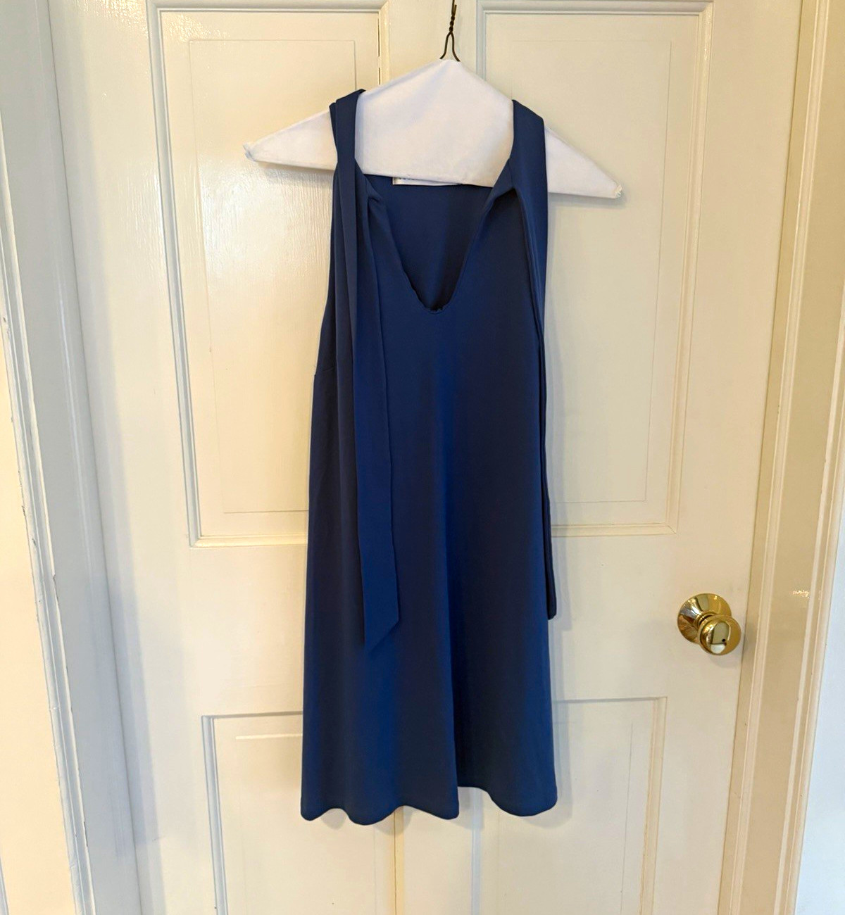 Susana Monaco Blue Halter Sleeveless Shift Dress Women’s Small Made USA Stretch