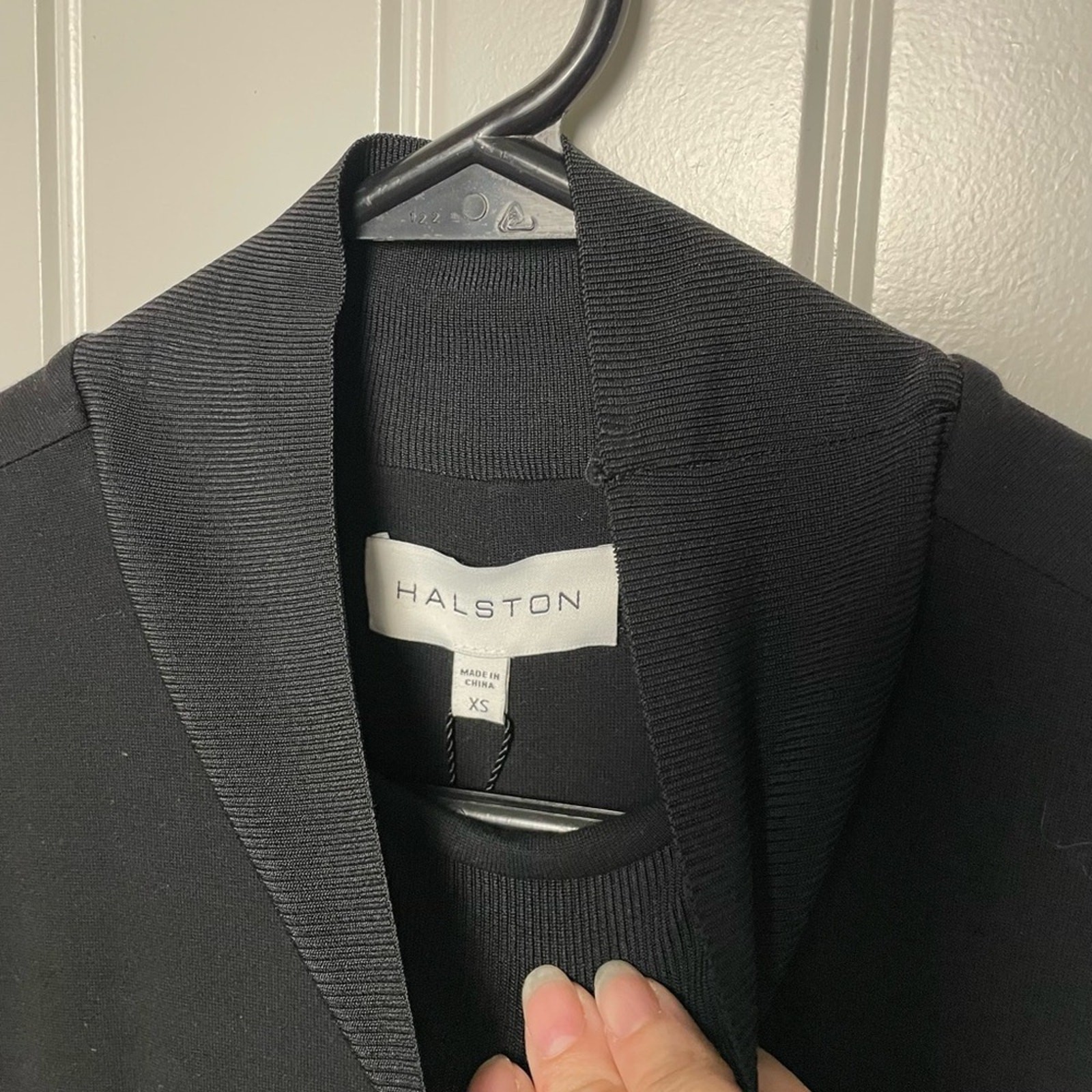 Halston Black Long Sleeve Aaliyah silk jersey dress NWT
