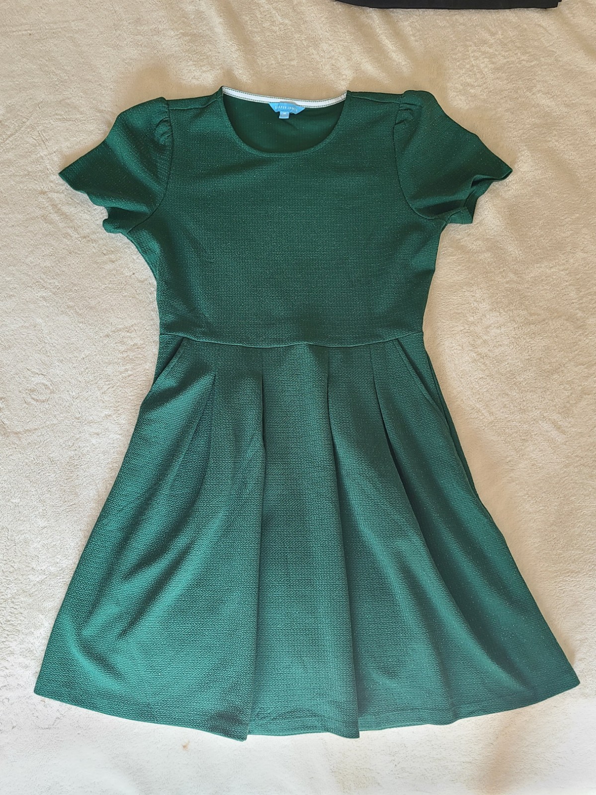Draper James Emerald Green Silver Shimmer Fit-and-Flare Dress Size M