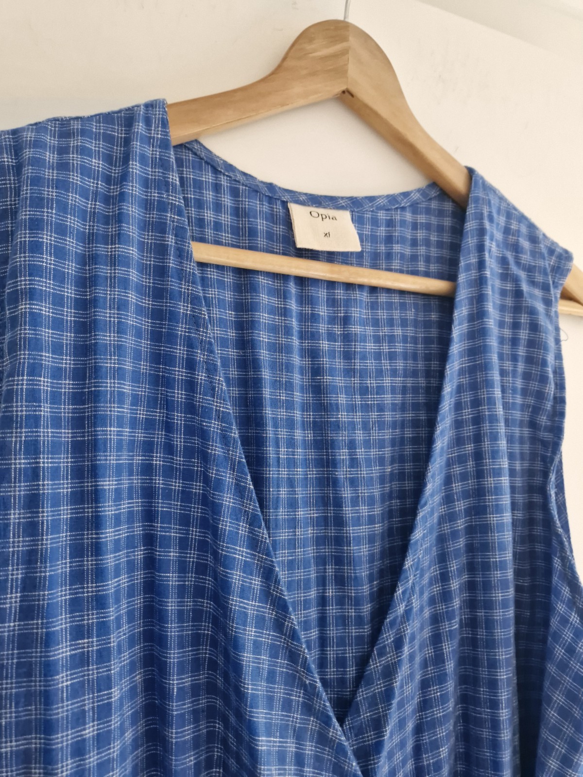 Opia Byron Bay Blue Check Wrap Dress Size Xl sold out style