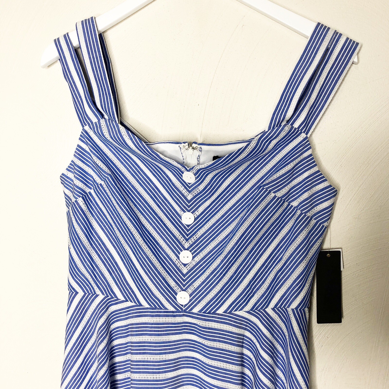 Junior’s Striped Sundress A-Line Dress Cold Shoulder $59 City Studio Blue Sz 11